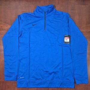 Womens Nike Pullover Large Blue 1/4 Zip Workout Sweatshirt NWT Dri-fit